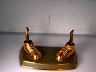 Photo Frame: 2 Copper Plated Baby Shoes 