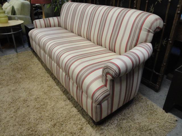 Sofa: Striped-Rolled Arm Back, Tight ... • Psw