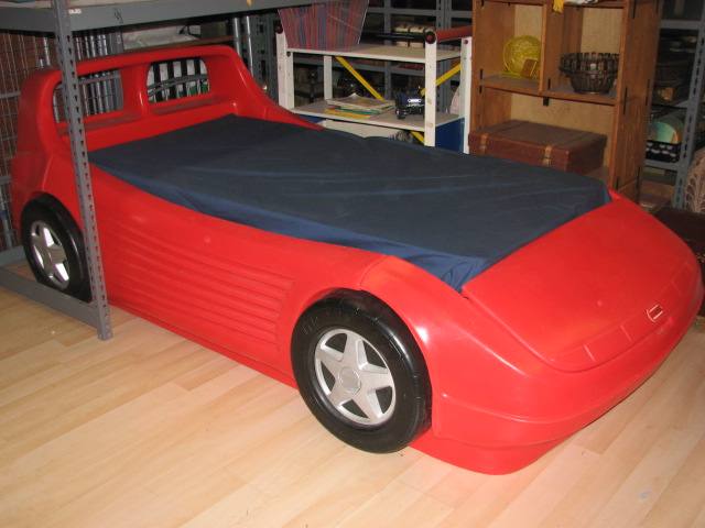 Twin Bed: Red, Black-Kids Race Car Bed,  • Psw