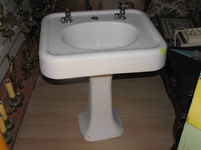 Pedestal Sink White Painted Fiberglass Psw - Fiberglass Vintage Bathroom Sinks