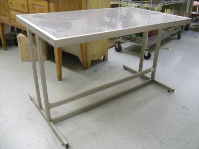 Desk Frosted Glass Top Chrome Base Psw