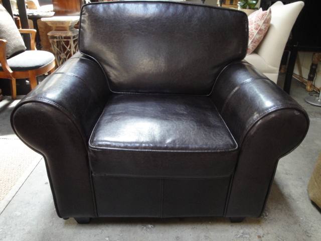 Club Chair Dark Brown Leather Rolled, Dark Brown Leather Chairs