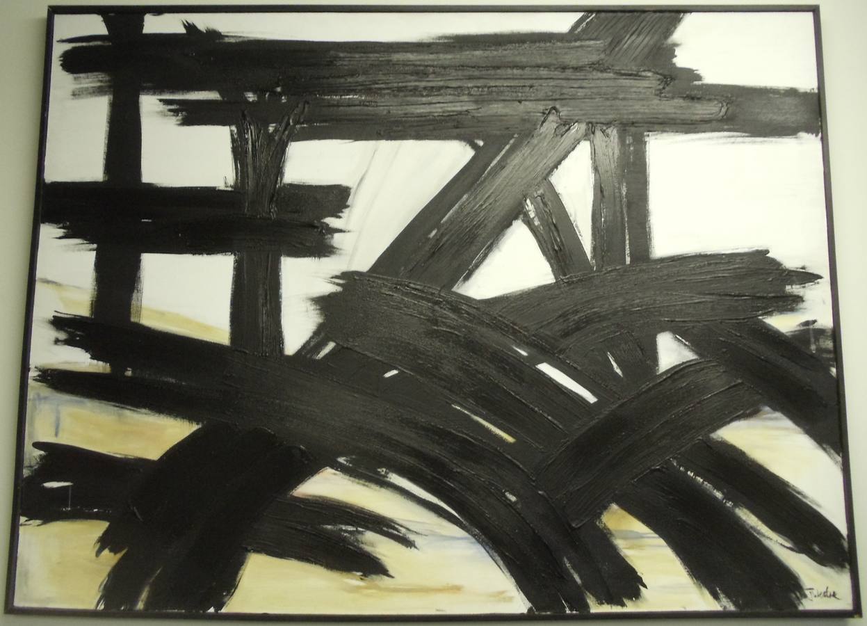 Oil Painting: Abstract-Black Lines ... • Psw