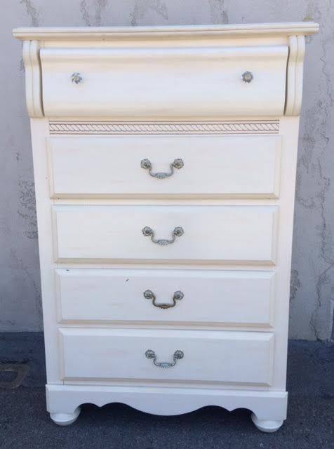 Highboy Dresser White 1 Long Top Drawer Psw